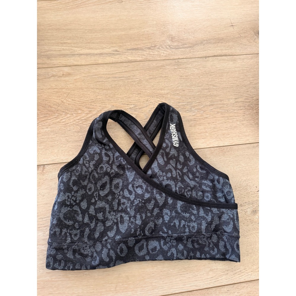 Gymshark Adapt Animal Seamless Sports Bra Grey Black Leopard  Womens Sc230